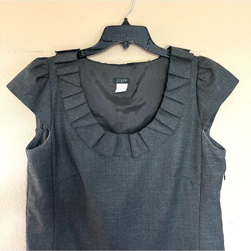 J. Crew Wool Blend Ruffle Neck Shift Dress - Picture 2 of 9